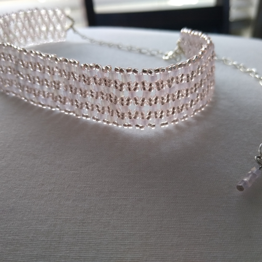Pale pink netted choker